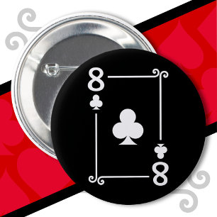 Playing Cards Costume 8 Clubs Card Eight Card 2 Inch Round Button