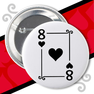 Playing Cards Costume 8 Hearts Card Eight Card 2 Inch Round Button