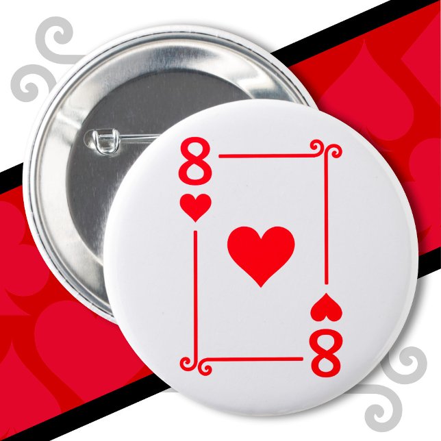 Playing Cards Costume 8 Hearts Card Eight Card 2 Inch Round Button (Creator Uploaded)
