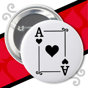 Playing Cards Costume Ace Hearts Card Ace Card 2 Inch Round Button
