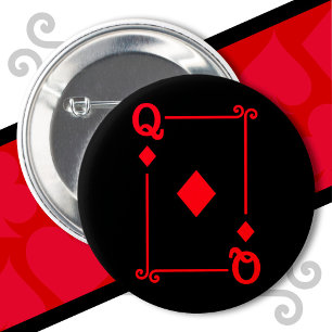 Playing Cards Costume Queen Diamonds Card Queen 2 Inch Round Button