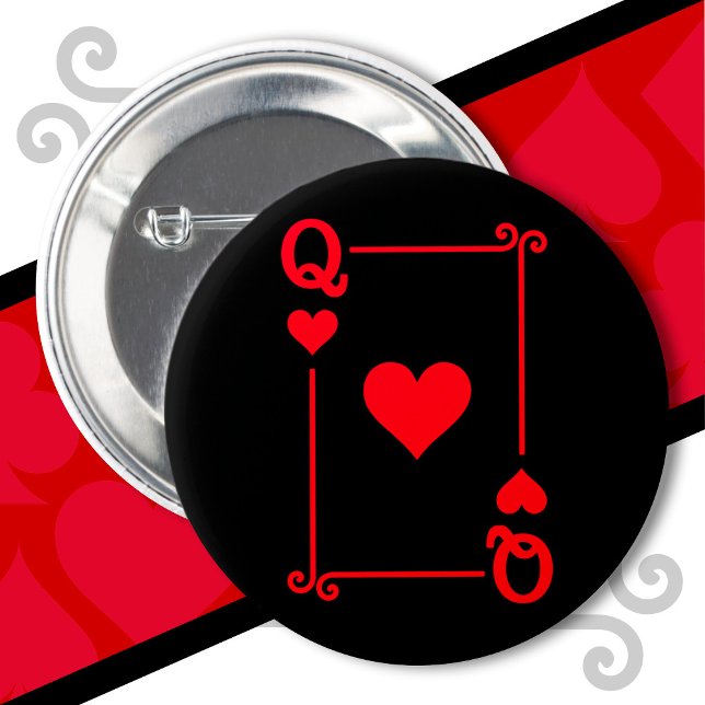 Playing Cards Costume Queen Hearts Card Queen Card 2 Inch Round Button (Creator Uploaded)