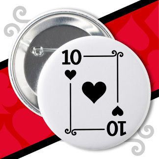 Playing Cards Costume Ten Card 10 of Hearts 2 Inch Round Button