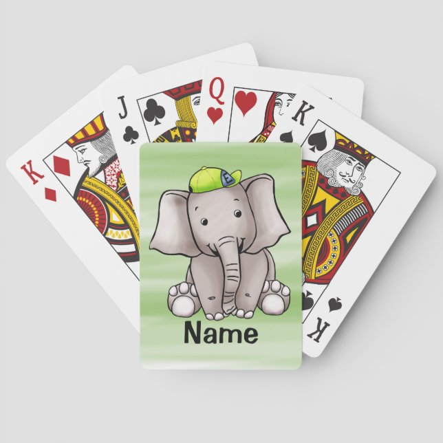 Playing Cards, Cute Elephant Cartoon Playing Cards (Back)