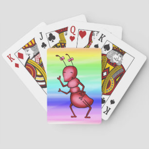 Playing Cards, Cute Red Ant, Fun Rainbow Colours Playing Cards