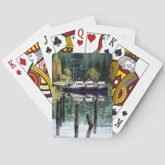 Playing cards - Fishing Boats green reflections (Back)