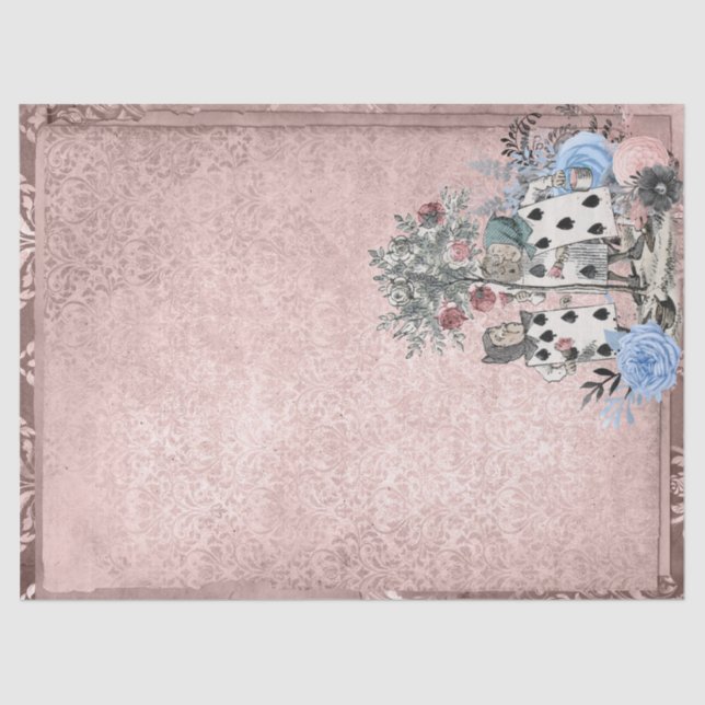 Playing Cards from Alice in Wonderland Pink Craft Tissue Paper (Front)