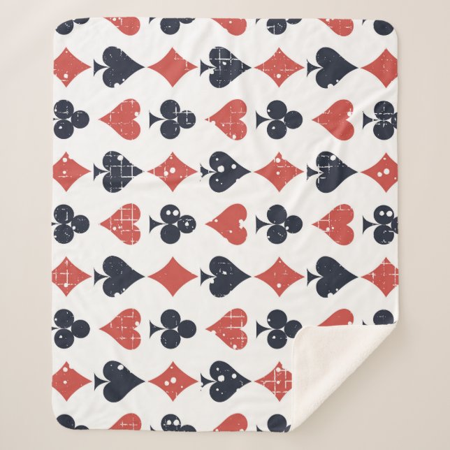 Playing Cards: Grunge Abstract Pattern Sherpa Blanket (Front)