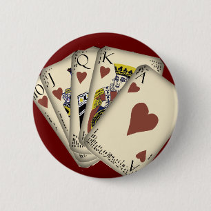PLaying cards, hearts, collectable 2 Inch Round Button