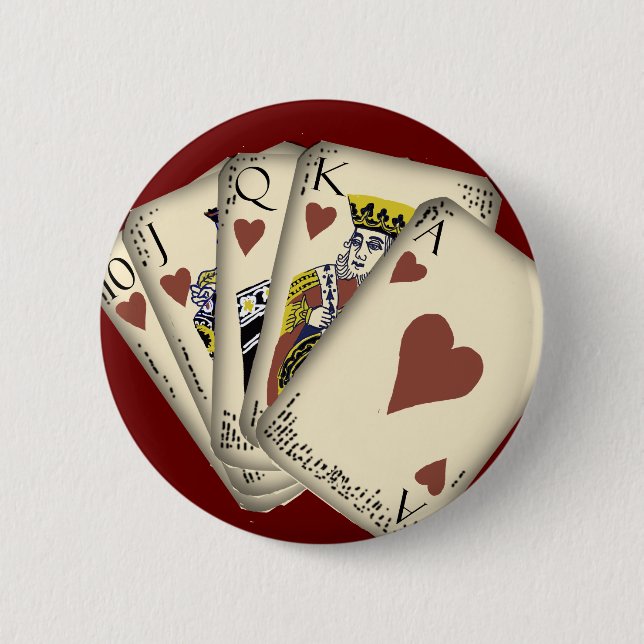 PLaying cards, hearts, collectable 2 Inch Round Button (Front)