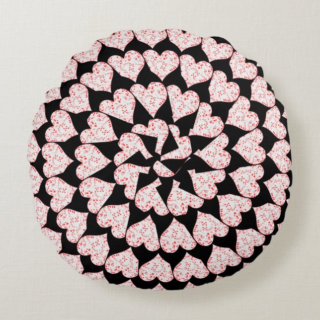 Playing Cards Hearts In Heart Shapes, Round Pillow (Front)
