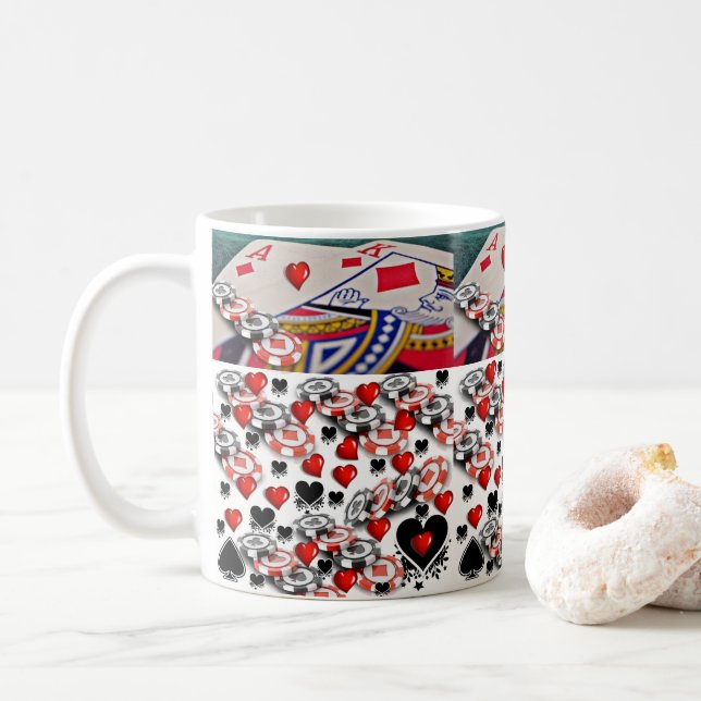 Playing Cards Hearts Mug (With Donut)