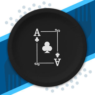 Playing Cards - Matching Clubs Card Suits Ace Card Paper Plate