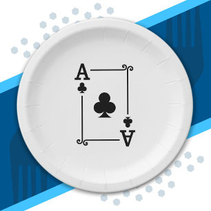 Playing Cards - Matching Clubs Card Suits Ace Card Paper Plate