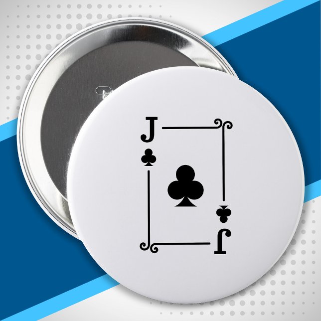 Playing Cards - Matching Clubs Card Suits - Jack 4 Inch Round Button (Creator Uploaded)
