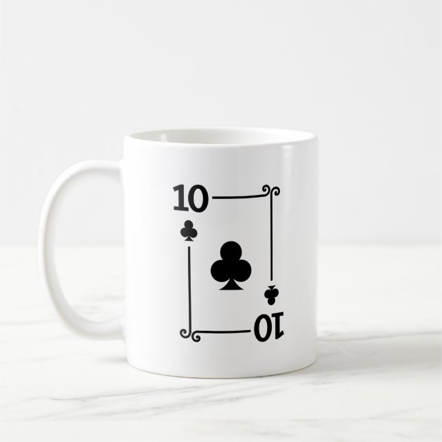 Playing Cards - Matching Clubs Card Suits Ten (10) Coffee Mug (Left)