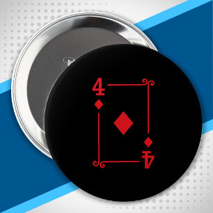 Playing Cards Matching Diamonds Card Suits Four 4 Inch Round Button