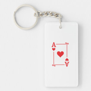 Playing Cards - Matching Hearts Card Suits - Ace Keychain