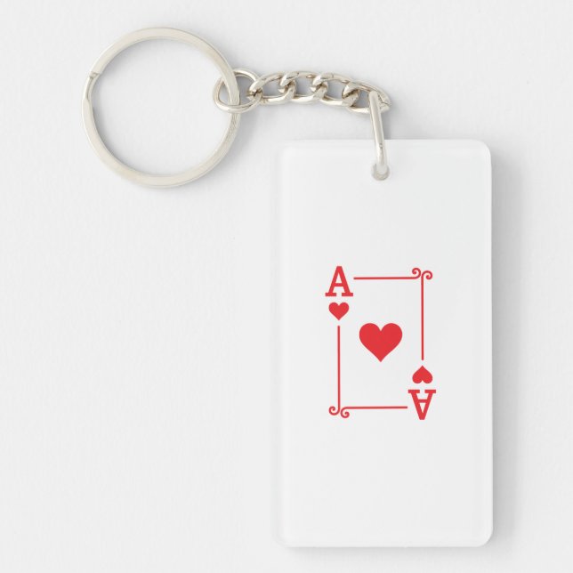 Playing Cards - Matching Hearts Card Suits - Ace Keychain (Front)