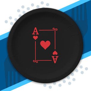 Playing Cards - Matching Hearts Card Suits Ace Paper Plate
