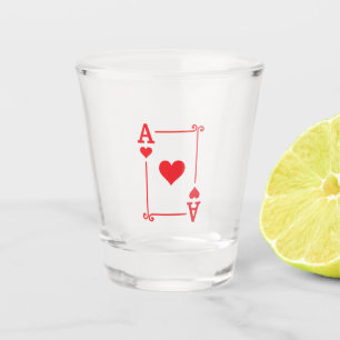 Playing Cards - Matching Hearts Card Suits - Ace Shot Glass
