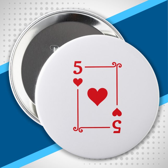 Playing Cards Matching Hearts Card Suits Five (5) 4 Inch Round Button (Creator Uploaded)
