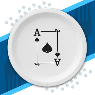 Playing Cards - Matching Spades Card Suits Ace Paper Plate