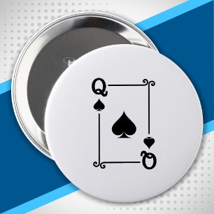 Playing Cards - Matching Spades Card Suits - Queen 4 Inch Round Button