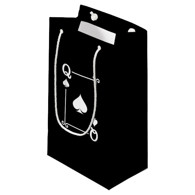 Playing Cards - Matching Spades Card Suits - Queen Small Gift Bag (Front Angled)