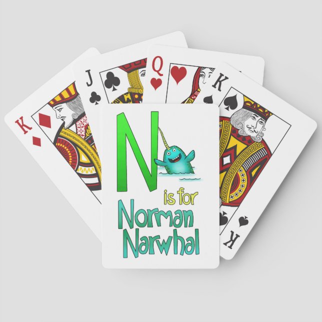 Playing Cards, N is for Norman Narwhal Playing Cards (Back)