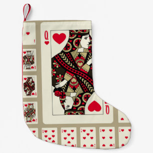 Playing cards of Hearts suit in vintage style. Ori Small Christmas Stocking