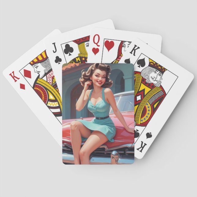 Playing Cards, Poker Cards, Pin-up, Brunette Cards (Back)