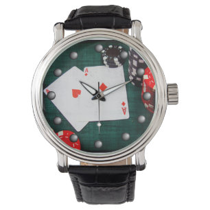 Playing Cards & Poker Chips Grunge Style Watch