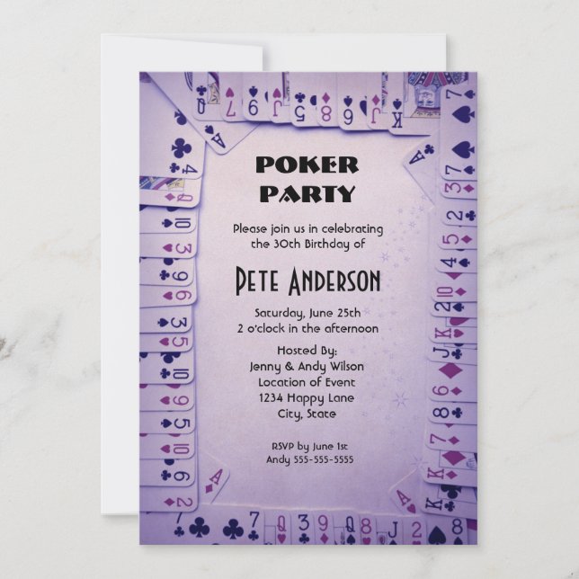 Playing Cards Poker Party Birthday (Front)