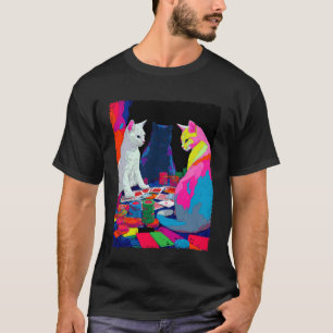 Playing Cards Pop Art Gambling Cats Playing Poker T-Shirt