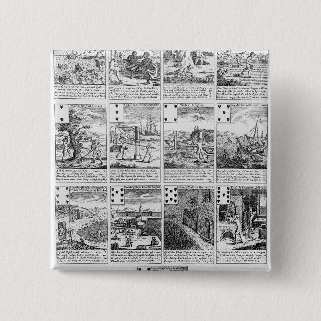 Playing cards satirizing "bubble" ventures 2 inch square button (Front)