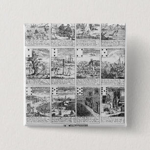 Playing cards satirizing "bubble" ventures 2 inch square button