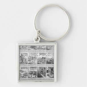 Playing cards satirizing "bubble" ventures keychain