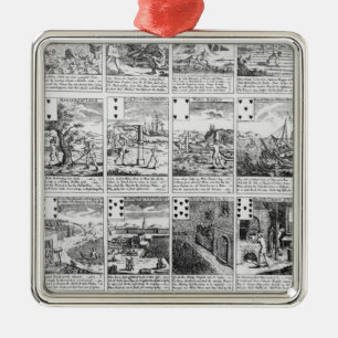 Playing cards satirizing "bubble" ventures metal ornament
