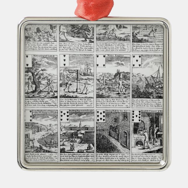 Playing cards satirizing "bubble" ventures metal ornament (Front)