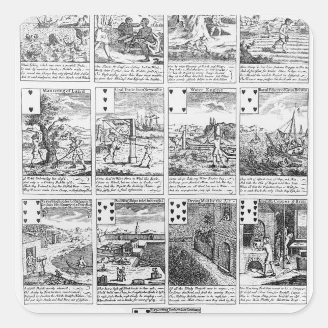 Playing cards satirizing "bubble" ventures square sticker (Front)