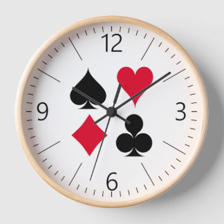 Playing cards symbols pattern clock