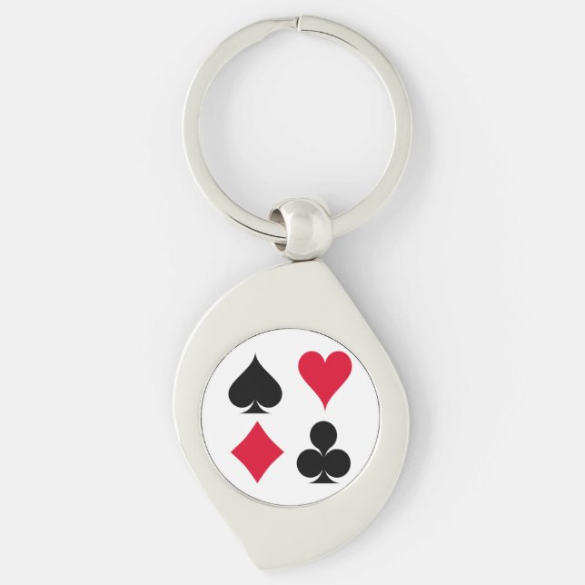 Playing cards symbols pattern keychain (Front)