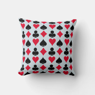 Playing cards symbols pattern throw pillow