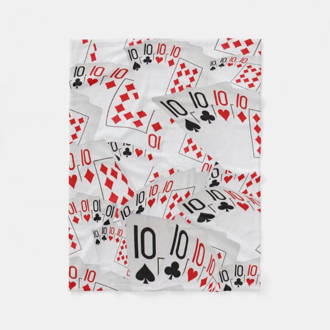 Playing Cards Tens In A Layered Pattern, Fleece Blanket (Front)