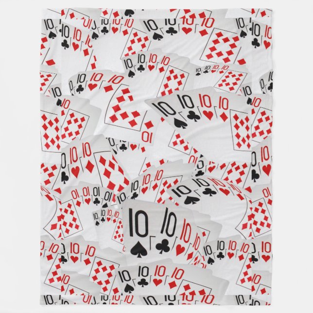 Playing Cards Tens In A Layered Pattern, Fleece Blanket (Front)