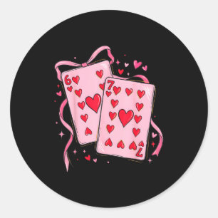 Playing Cards Valentine 6 7 67 Six Seven Valentine Classic Round Sticker