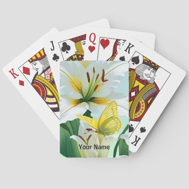 Playing Cards White Lilly, Yellow Butterfly (Back)