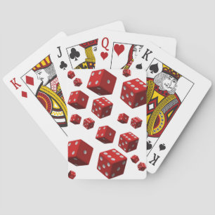 Playing cards white red dice for him