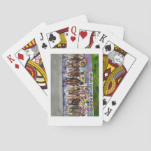 Playing cards with painting of the Kentucky Derby.